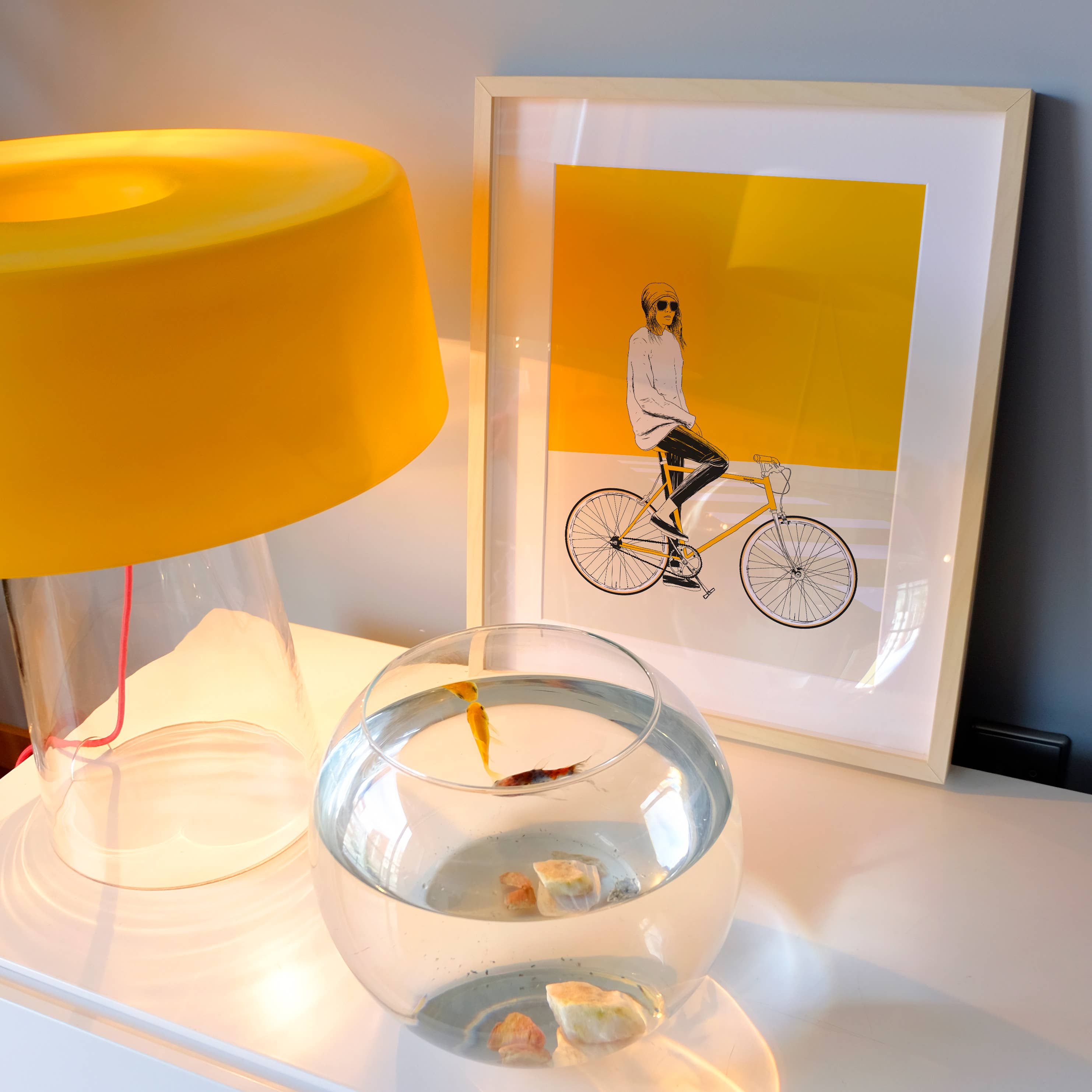 The Red Wolf - Wholesale Art Print - Yellow Bike  - Art Print / Artist Poster2