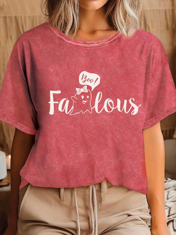 FABOOLOUS BOO GHOST MINERAL GRAPHIC TSHIRTS for wholesale by Rustee Clothing