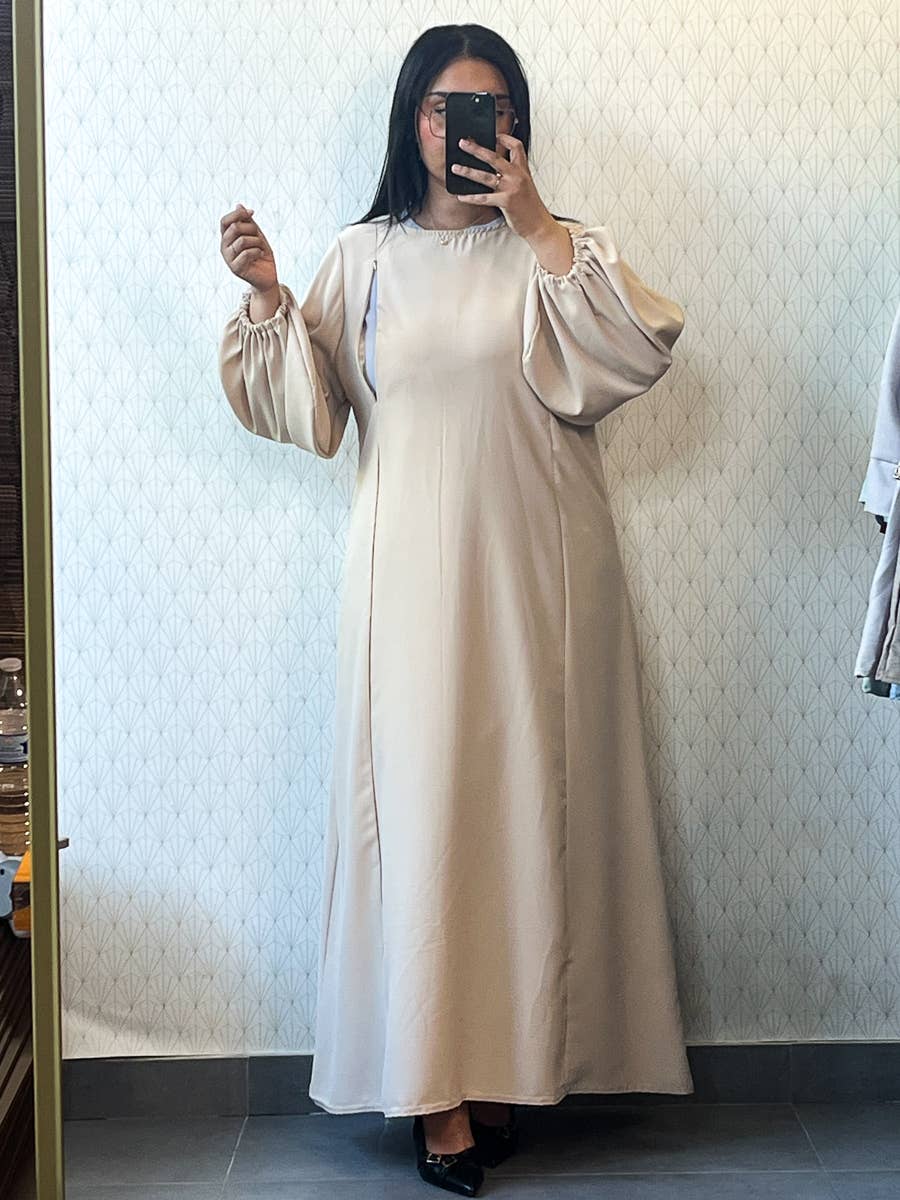 IDEAL OUTFIT - Wholesale Nursing Dress - Maternity - Medina silk nursing abaya with zip opening 2508PK34