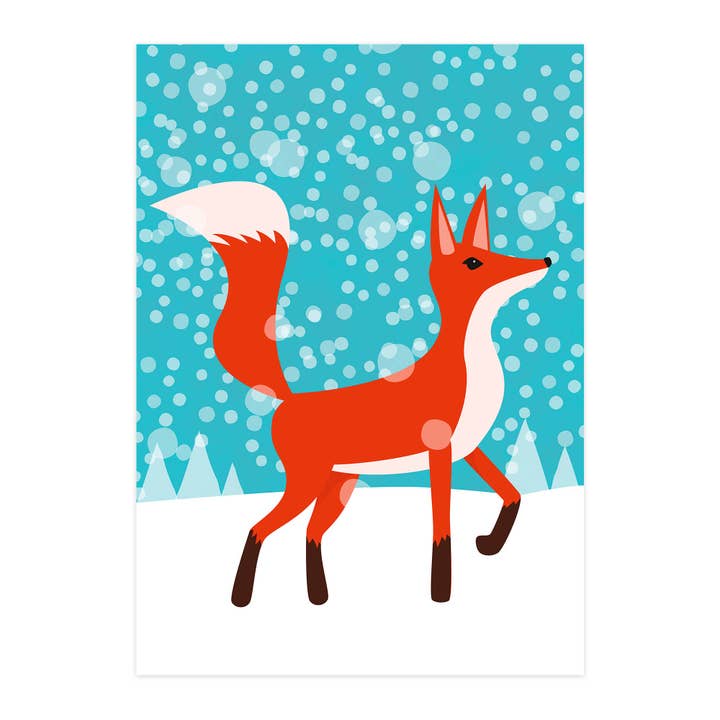 Vouwkaart "Vosje in de sneeuw" voor wholesale door paruspaper. nutzfeine papeterie