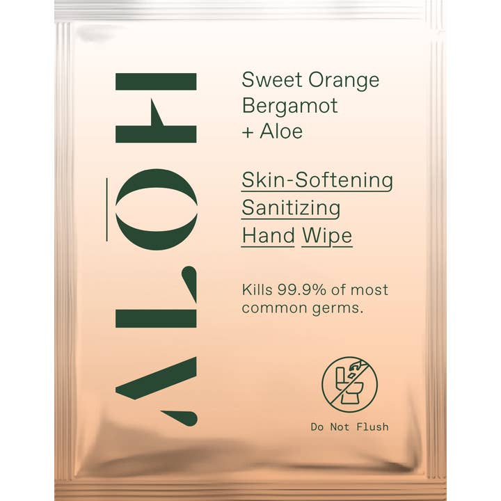 ALŌH - Wholesale Hand Sanitizer - Sweet Orange Bergamot + Aloe Individually Wrapped Sanitizing Hand Wipes1