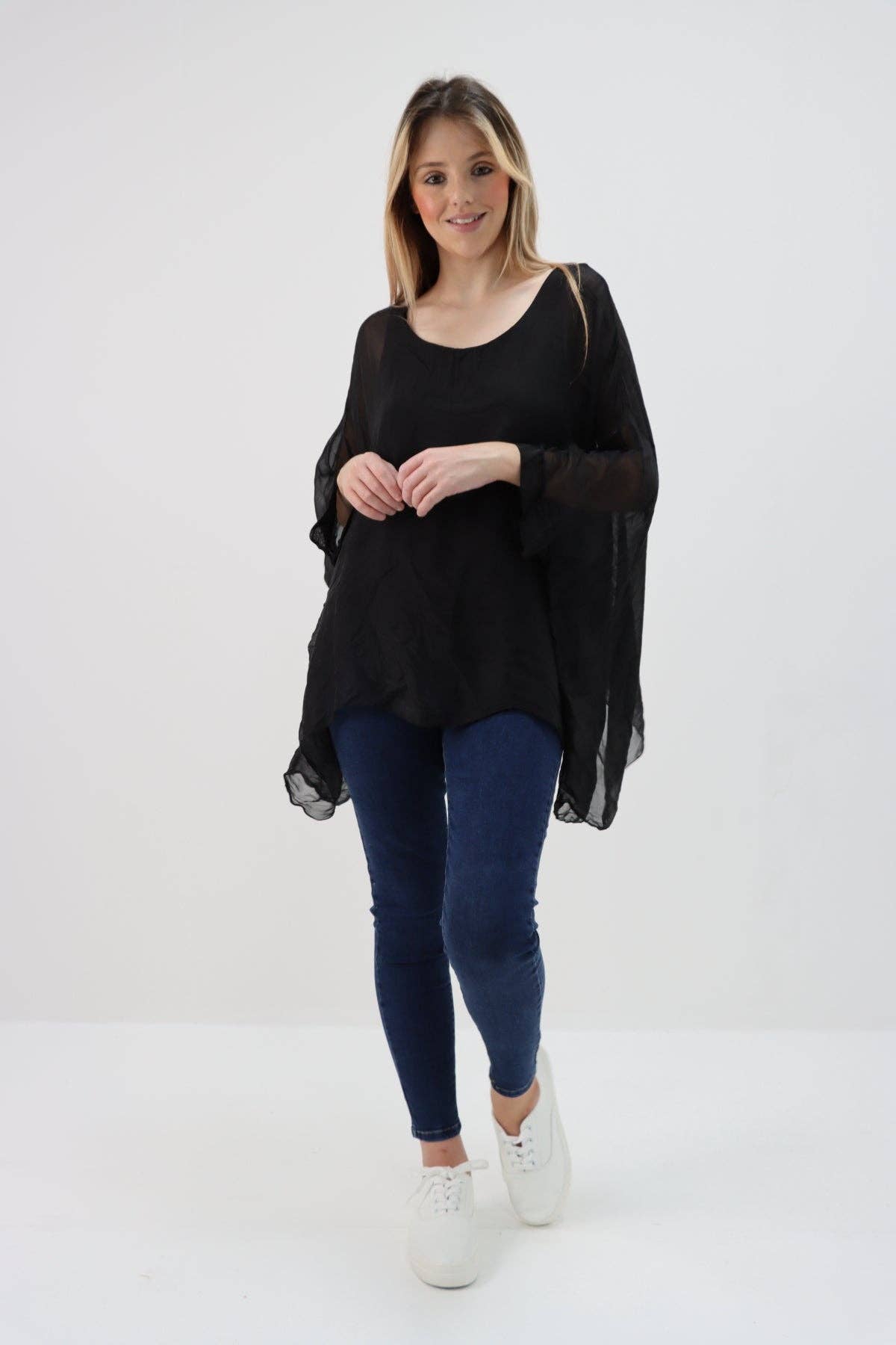 Miss Bold - Wholesale Tunic - Women's - Italian Plain Batwing Silk Tunic Top4