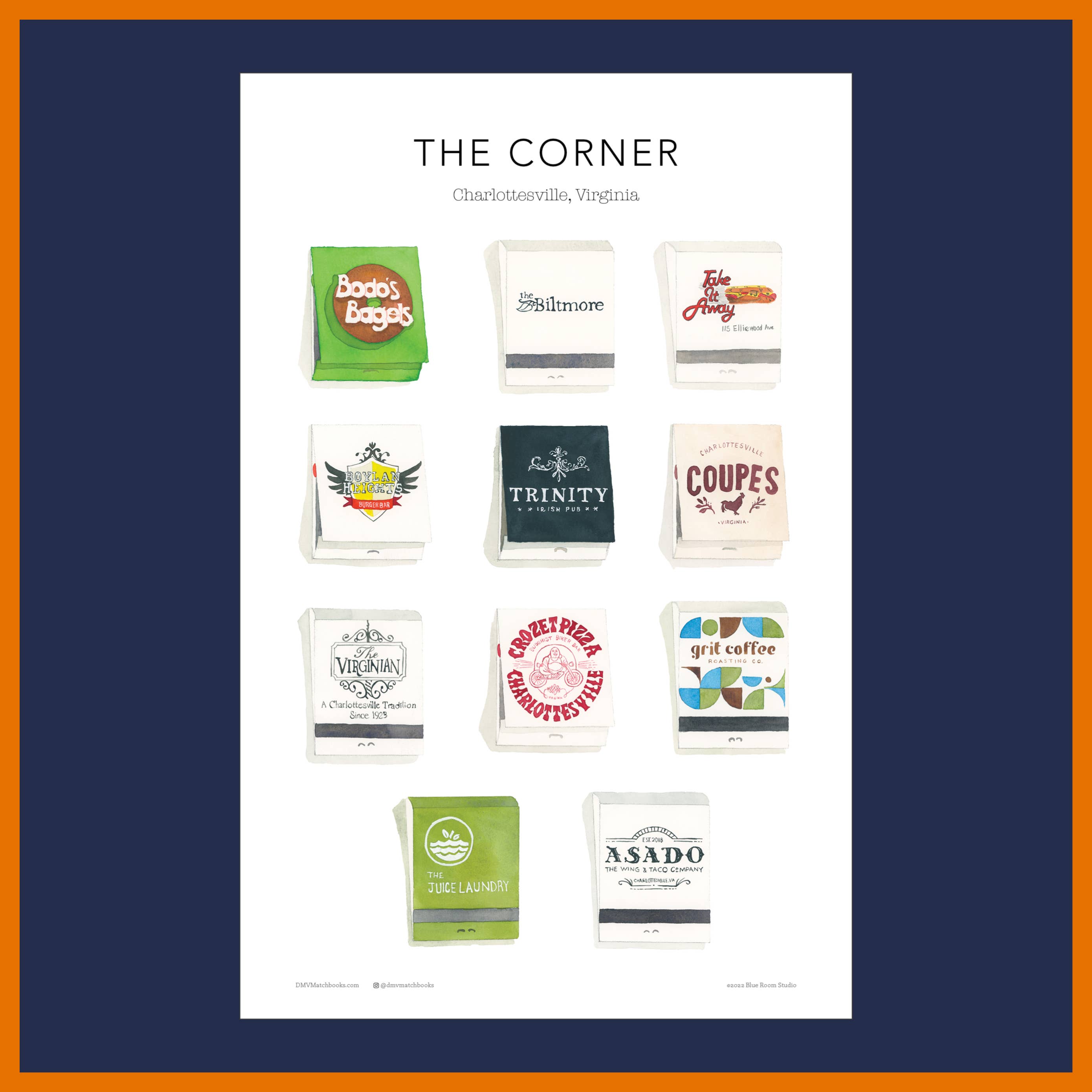 DMV Matchbooks - Wholesale Poster - Matchbook Poster: Charlottesville Virginia2