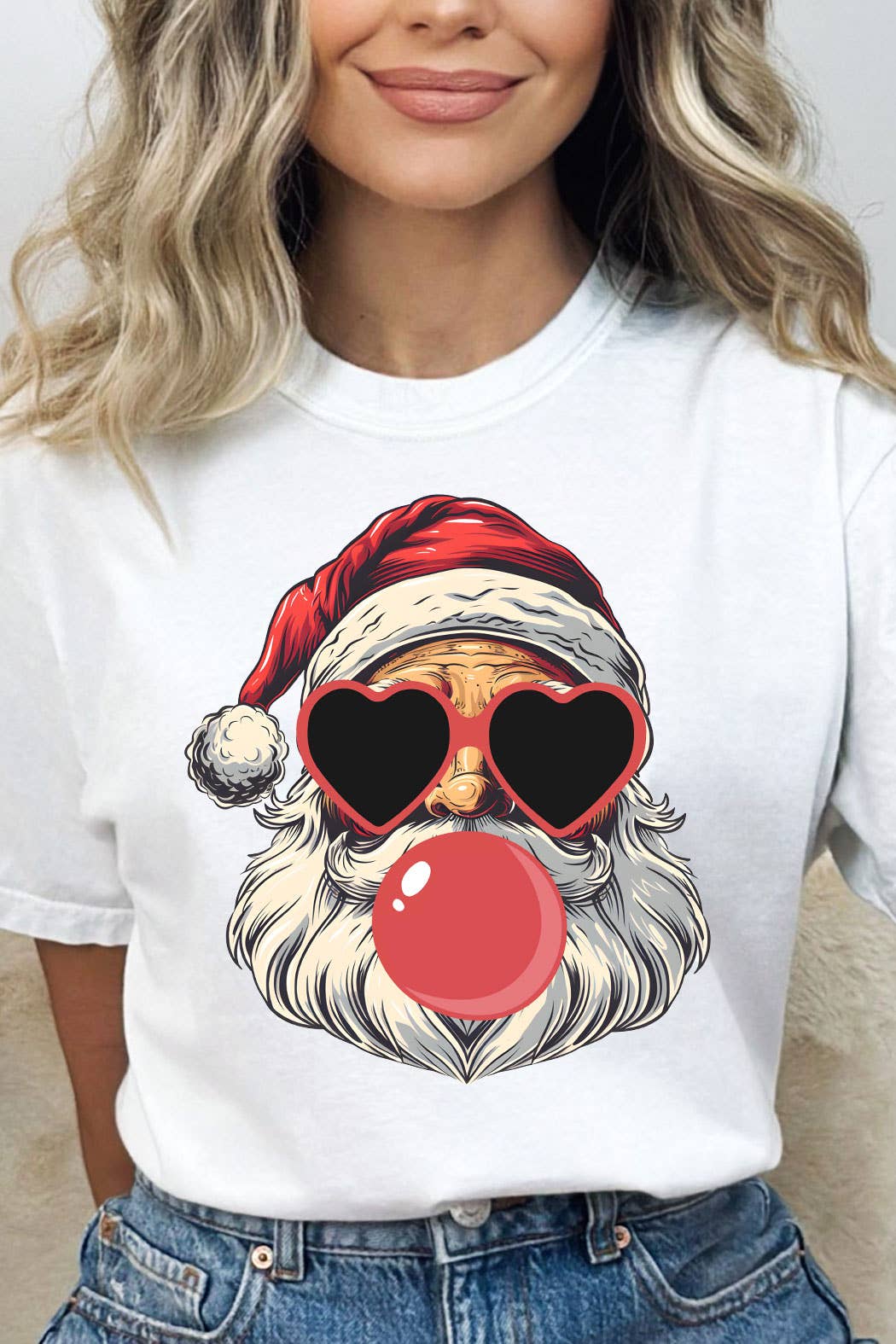 Kissed Apparel - Wholesale Screen Printed T-Shirt - Women's - Santa Blowing Bubble Gum Comfort Colors Tee6
