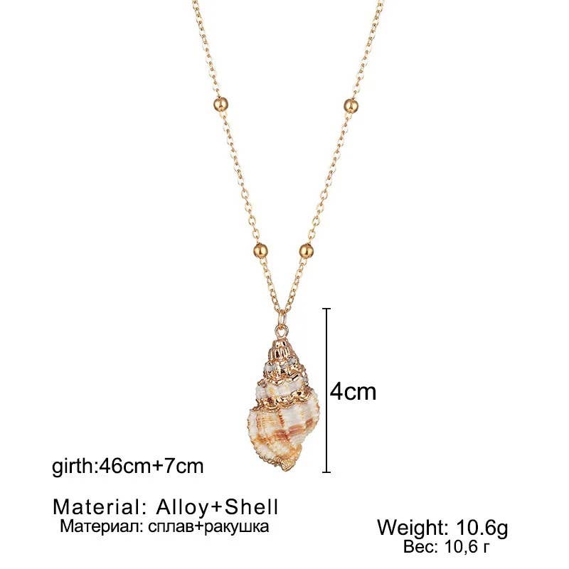 Syrrios Gifts LLC - Wholesale Pendant/Charm Necklace - Gold Sea Shell Pendant Necklace – Scallop, Murex, Whelk13