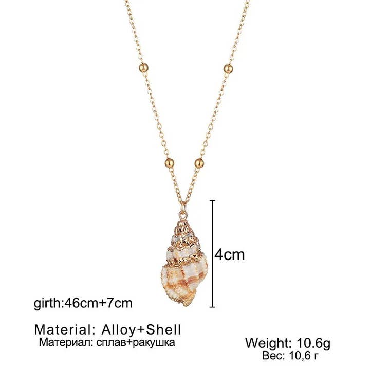 Syrrios Gifts LLC - Wholesale Pendant/Charm Necklace - Gold Sea Shell Pendant Necklace – Scallop, Murex, Whelk13