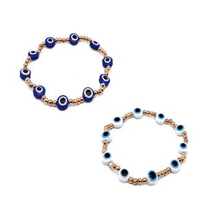 Evil Eye Bead Bracelet, Wholesale Sample Pack, 12 Assorted Bracelets
