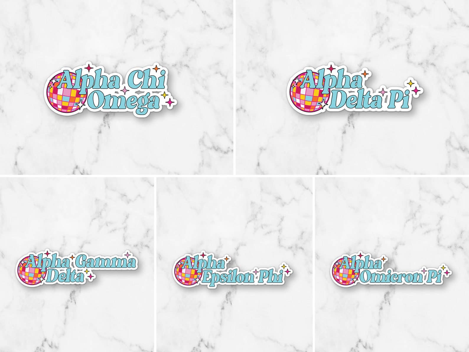 Cara Mak Design - Wholesale Sticker - Disco Ball Sorority-naam Aangepaste Sorority-vinylsticker1