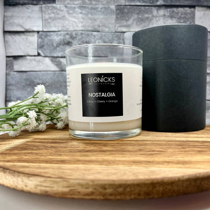 Nostalgia Wood Wick Candles for wholesale by Leonicks LLC