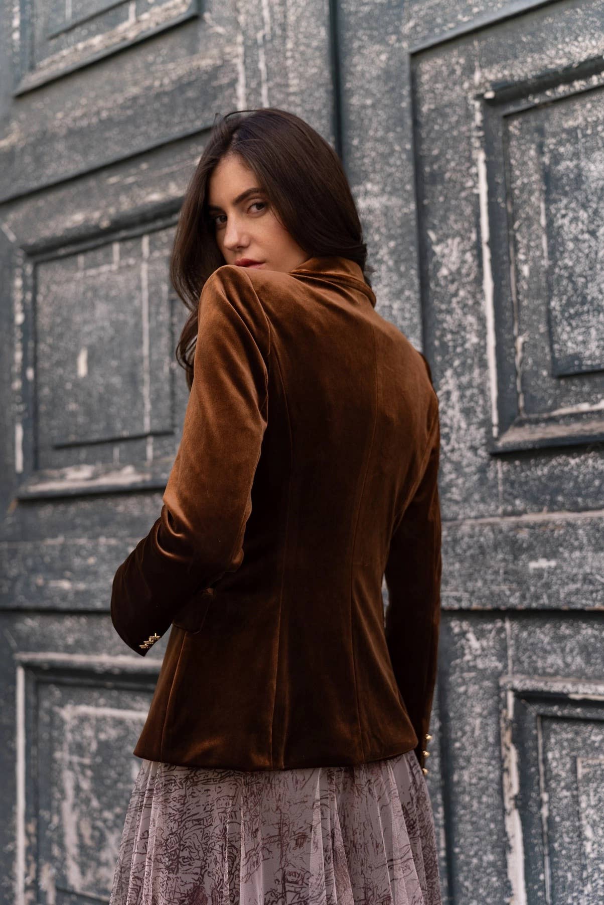 Attentif Paris - Venta al por mayor Chaqueta - Mujer - Chaqueta de terciopelo entallada con botones dorados dobles72