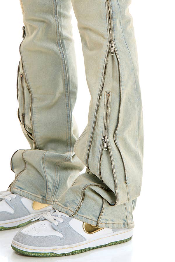 KDNK - Wholesale Jeans - Men's - DOUBLE ZIPPER FLARE JEANS5