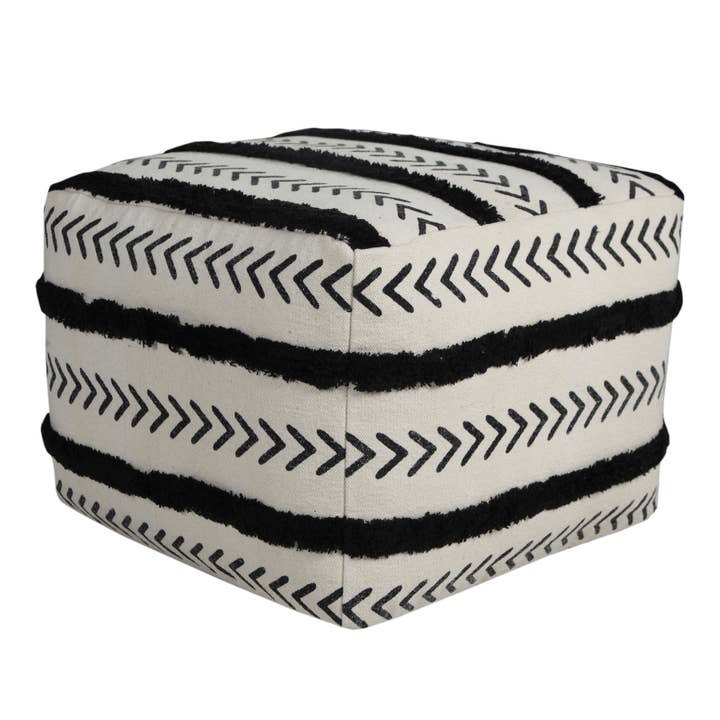 Textured Chevron Stripe Pouf Ottoman for wholesale by LR Home