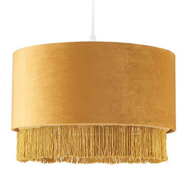 Modern Velvet Drum Pendant Shade With Tassels And for wholesale by Happy Homewares