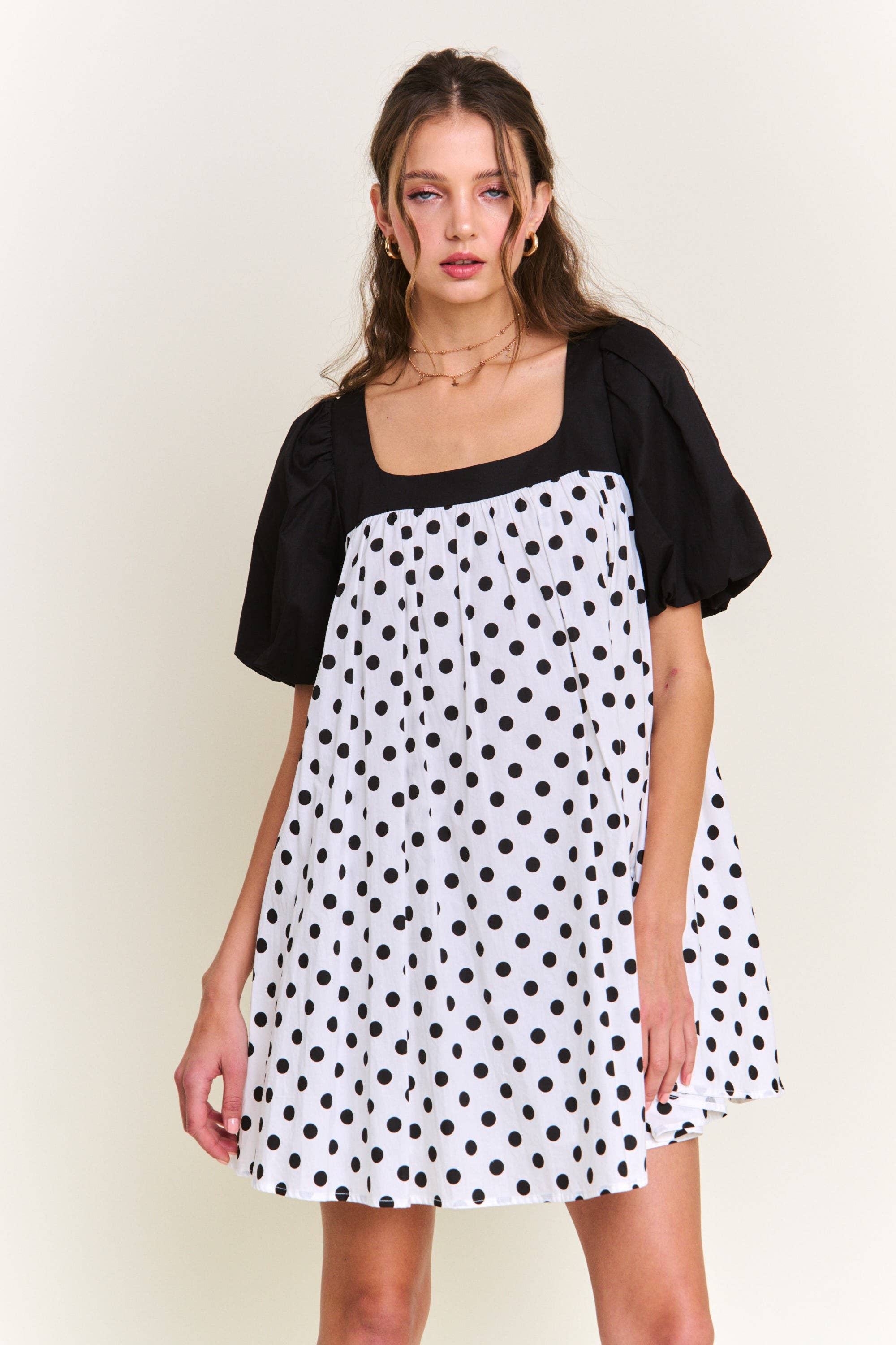 Blanco Minivestido lunares de venta al por mayor en Faire4