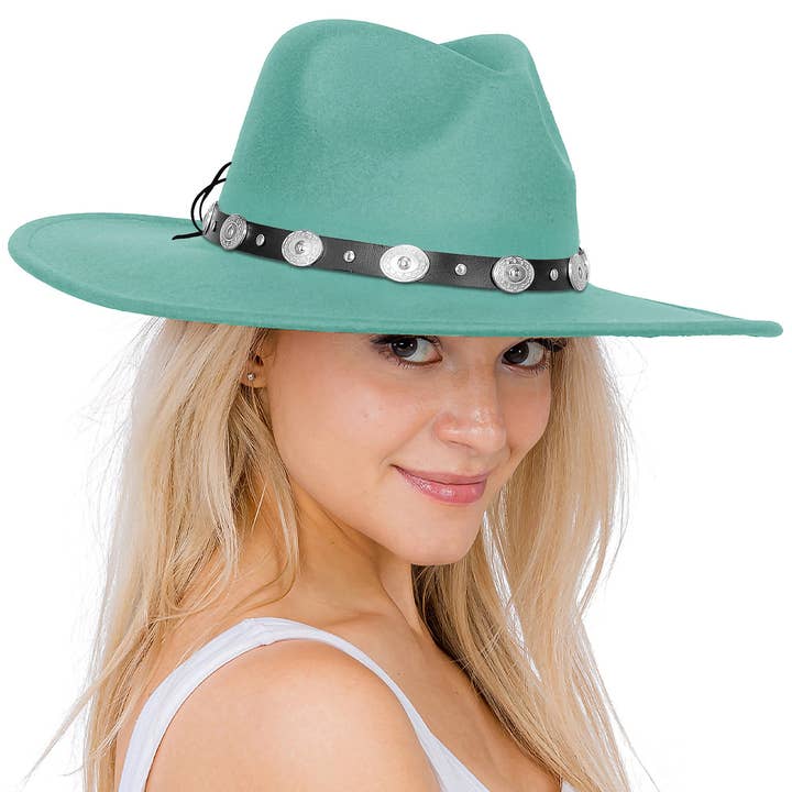 Cap Zone – Fedora - Mulher por atacado – Chapéu de Feltro Rancher de Aba Larga com Cinto de Conchas25