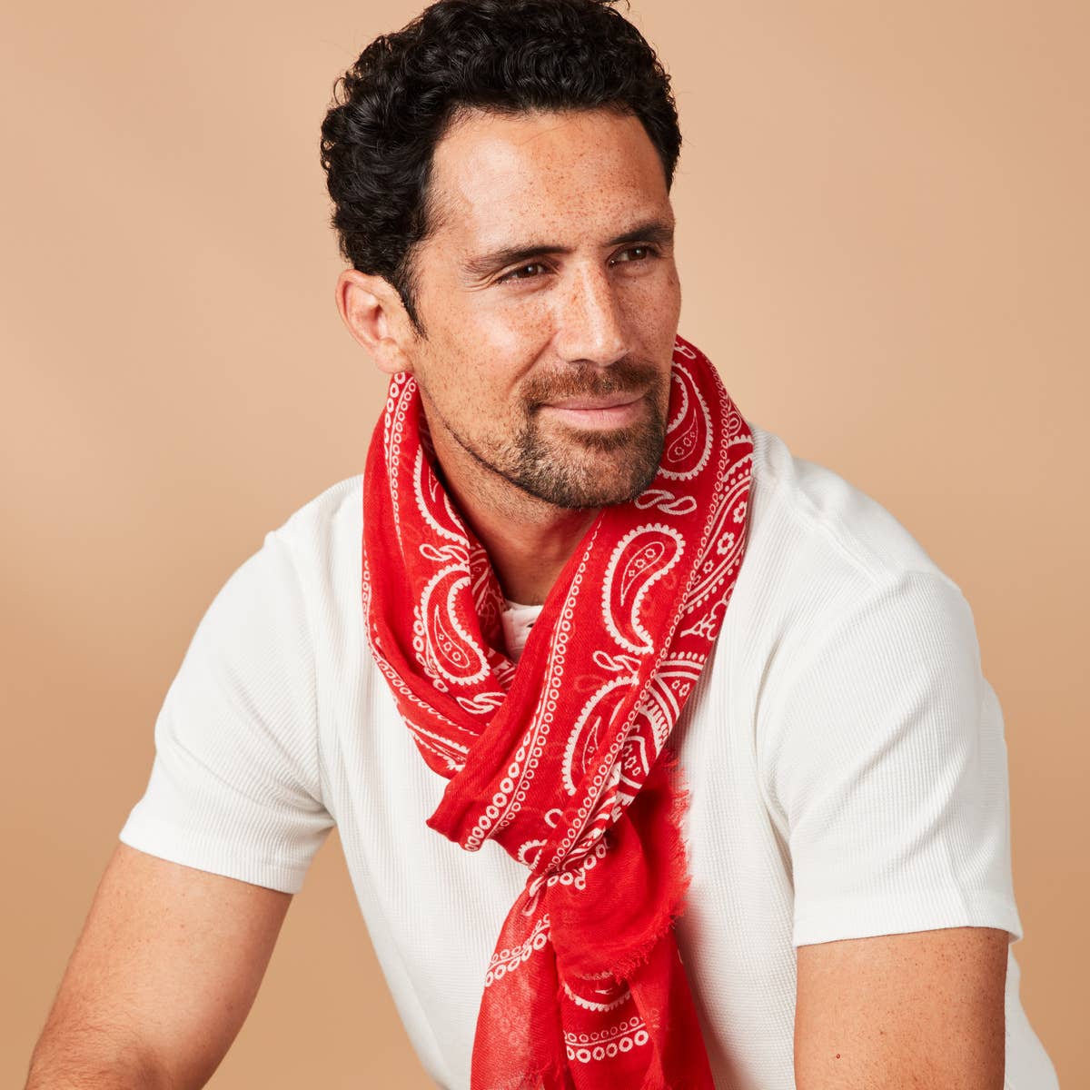AV08 PARIS - Wholesale Scarf - Men's - Pack of 8 men's scarves - Red & blue - Organic cotton/linen2