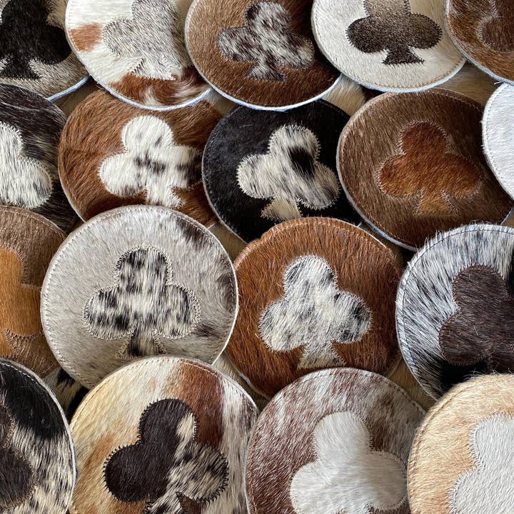 Cowhide Coasters Assorted mix - Clubs for wholesale by Cowhide Texas Store Inc