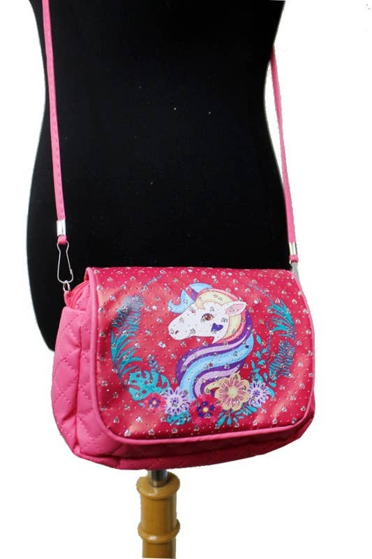 Cap Zone – wholesale Crossbody bag – kids – Unicorn Printed With Silver Glitter Crossbody3