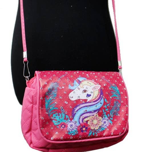 Cap Zone – wholesale Crossbody bag – kids – Unicorn Printed With Silver Glitter Crossbody3
