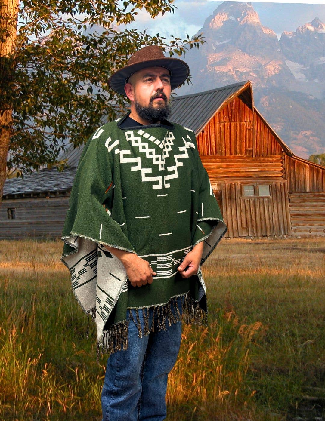 El Paso Saddleblanket - Wholesale Poncho - Unisex - Western Style Cotton Poncho, Design11