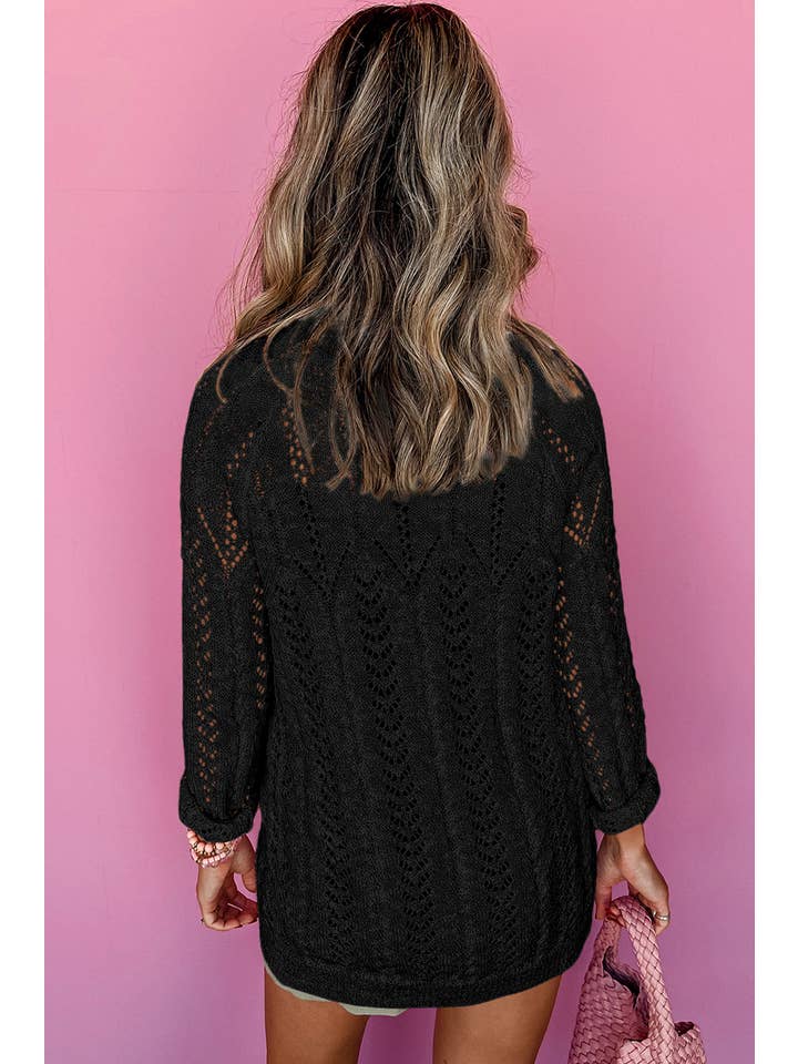 Amaryllis Apparel - Wholesale Cardigan - Women's - Solid Open Knit Cardigan1