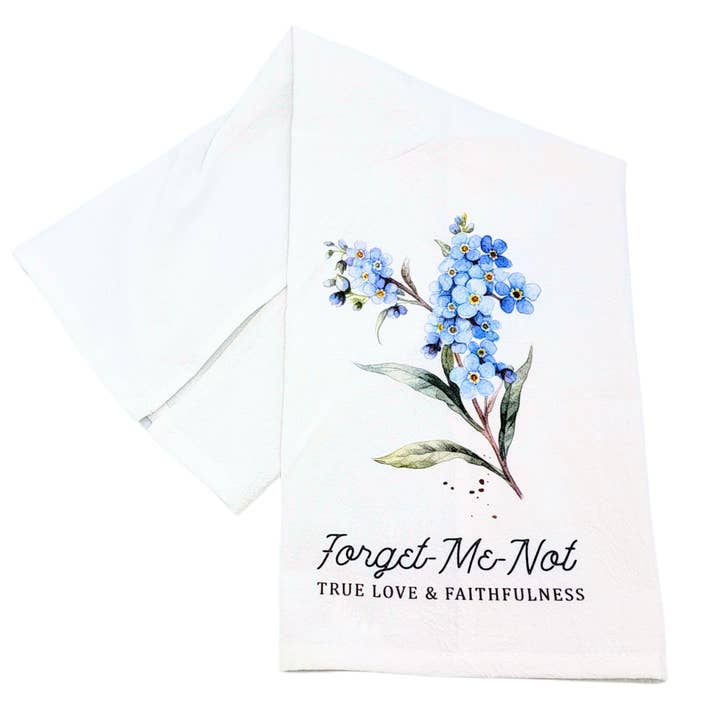Forget Me Not Flower Cotton Tea Towels Spring Decorations for wholesale by Driftless Studios