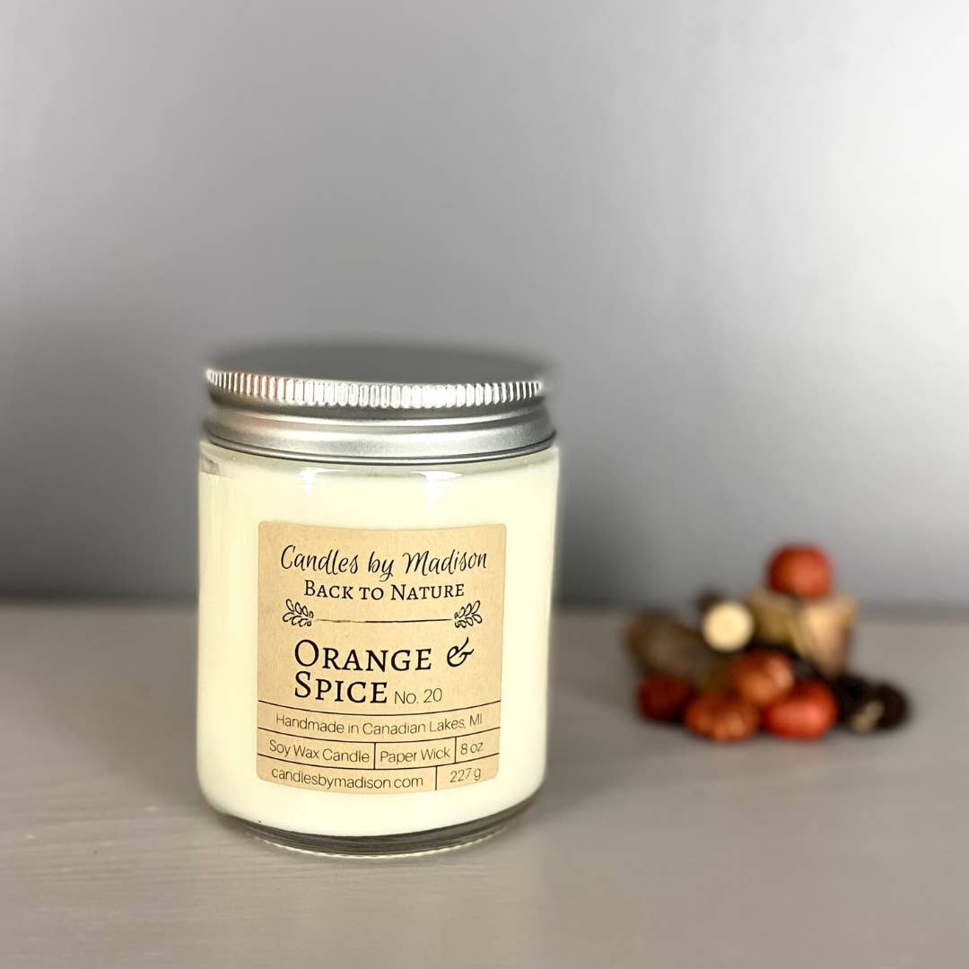 Candles by Madison - Wholesale Jar/Filled Candle - Orange & Spice Soy Candle - 8 oz.