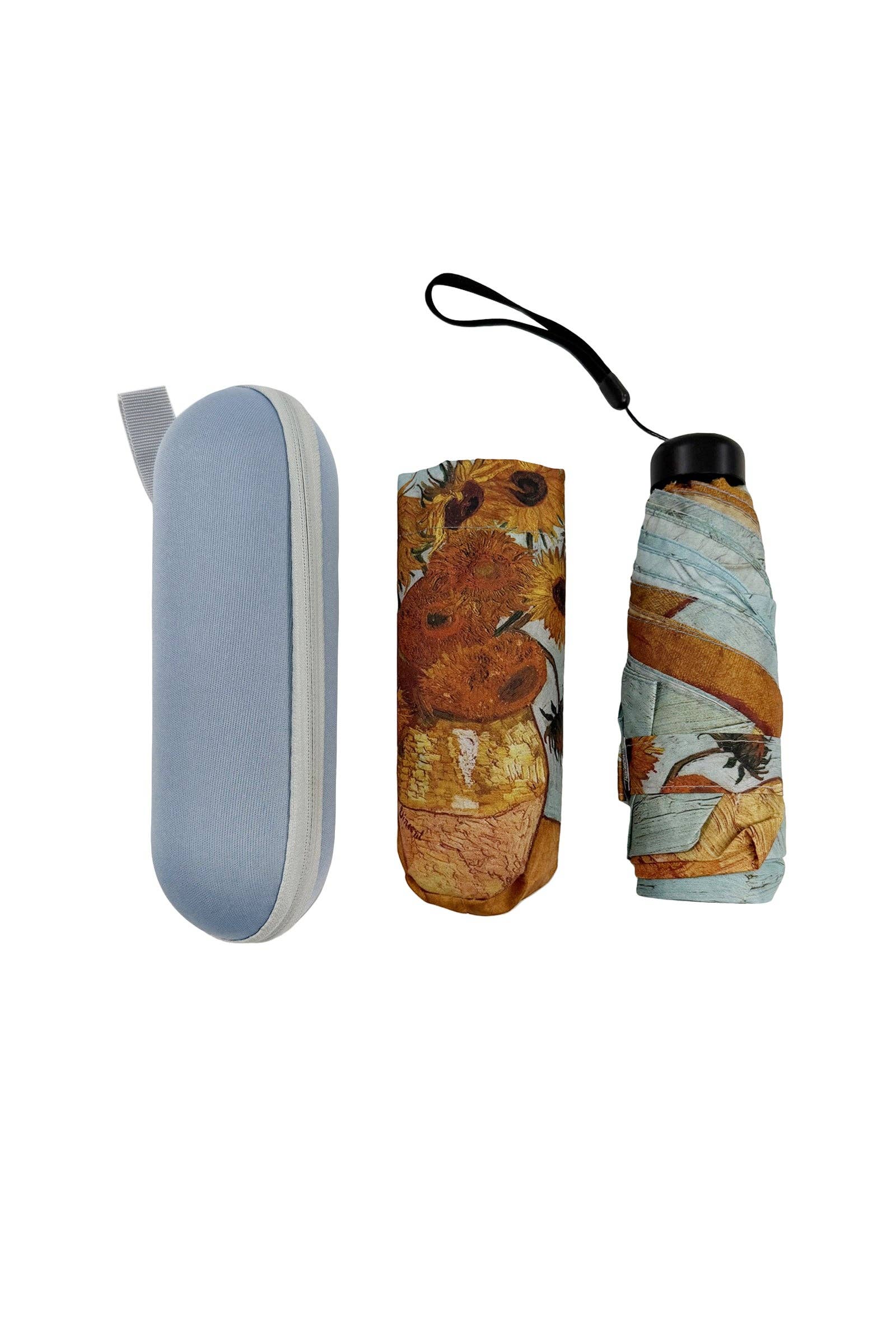 Helles Blau Van Gogh Sonnenblumen Regenschirm mit Reisetasche (Mini) für den Großhandel auf Faire1