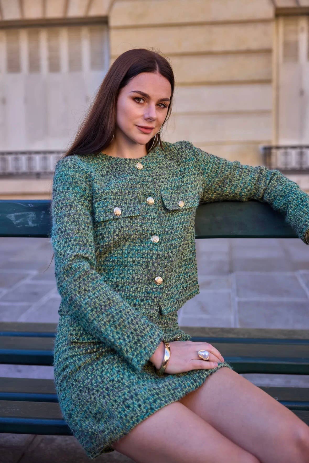 Frime - Wholesale Jacket - Women's - Tweed jacket with gold buttons - 25702