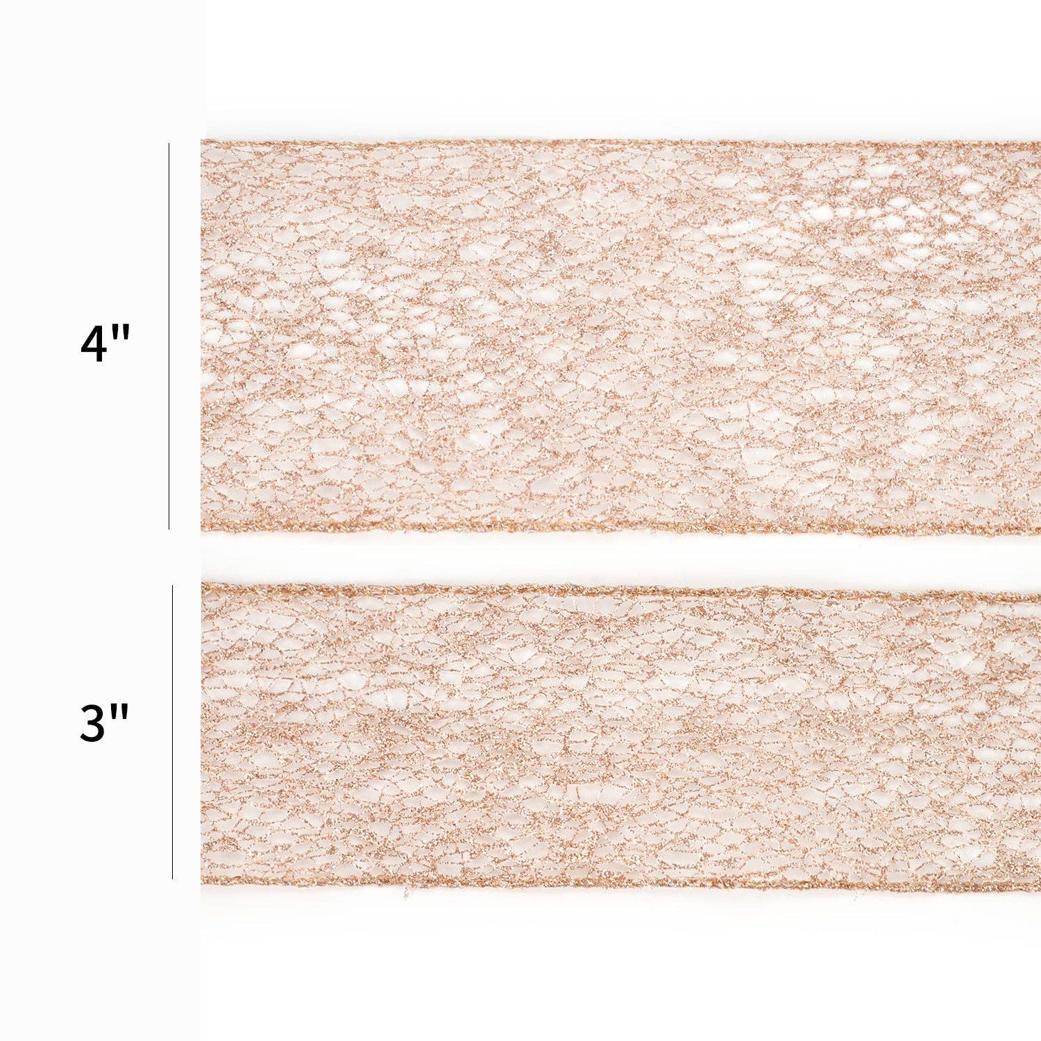 LA Ribbons Wholesale - Vente Ruban – emballage cadeau - Ruban en maille métallique 3" | Or rose | Rouleau de 10 yards4