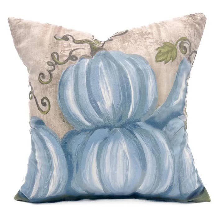 Coussin Citrouilles Bleues - Coussin Décoratif d'Automne pour la vente par Rachel Brooks Design, LLC