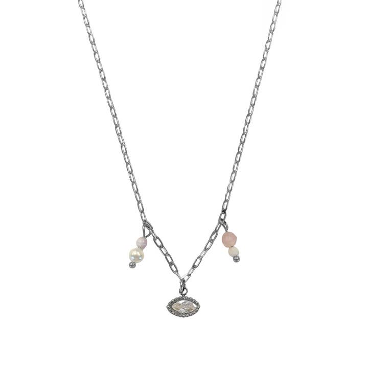 Eye & Gemstones Necklace – Silver for wholesale by Saint Clairmont