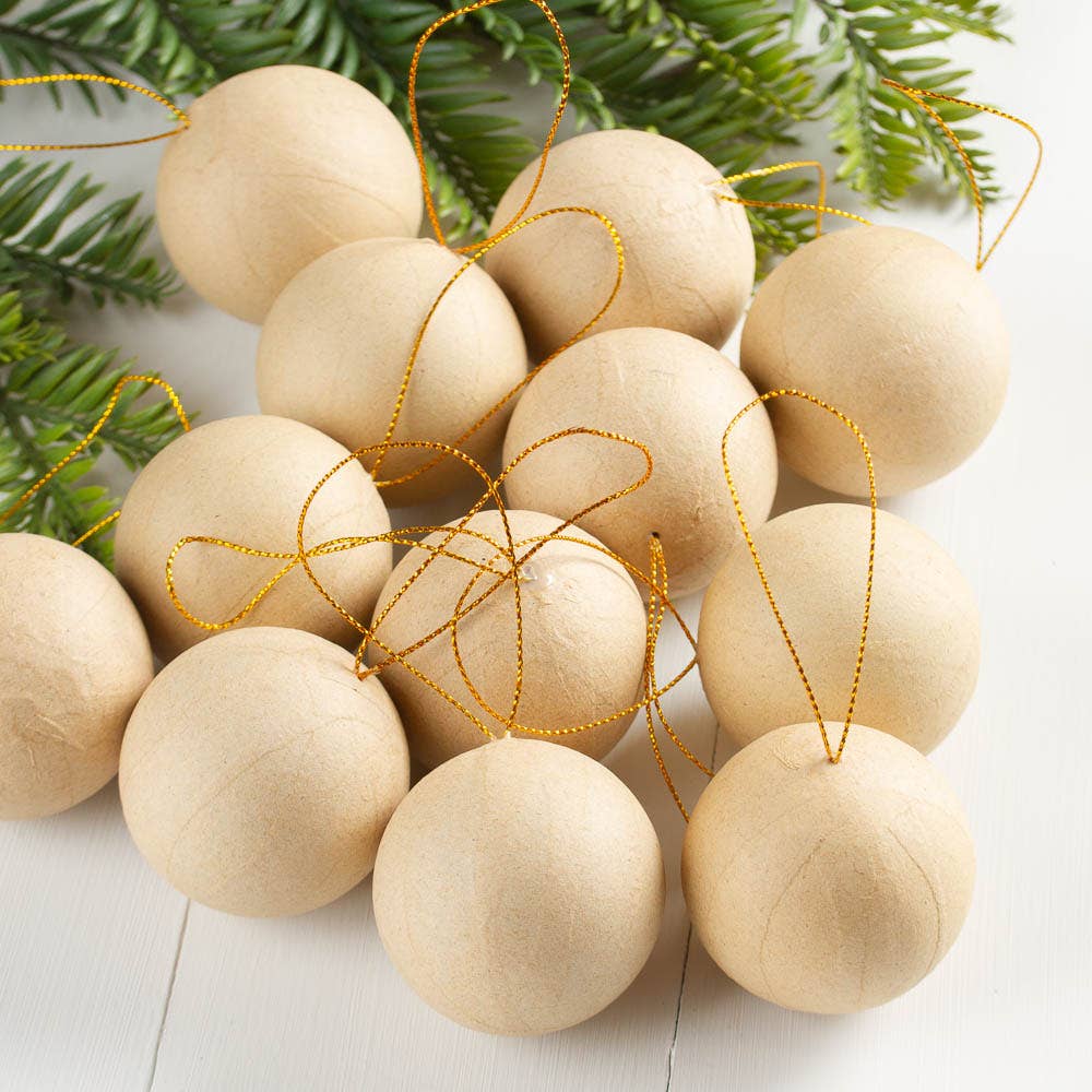 Factory Direct Craft - Wholesale Ornament Set - 2" Paper Mache Ball Ornament2