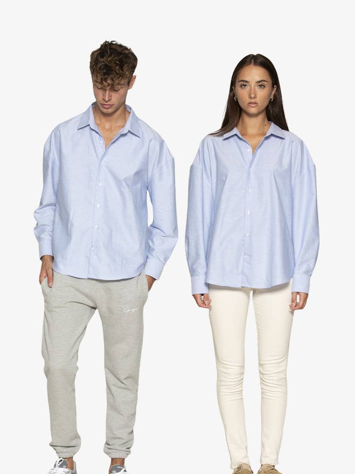 Camicia Boxy in Cotone Oxford Blu RALPH per la vendita all'ingrosso da parte di SIMPLIFIER