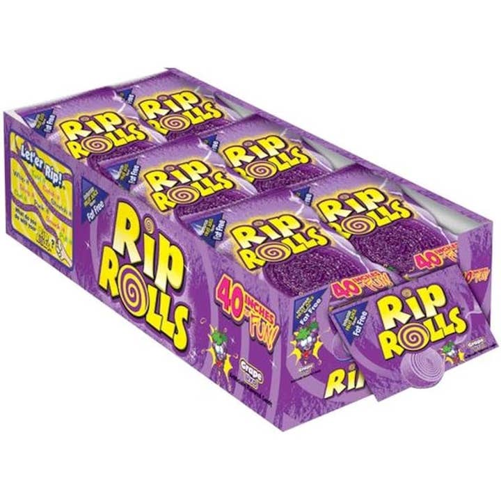 Rip Rolls Candy Grape 1.4 oz 24 count for wholesale by Snacky Candy