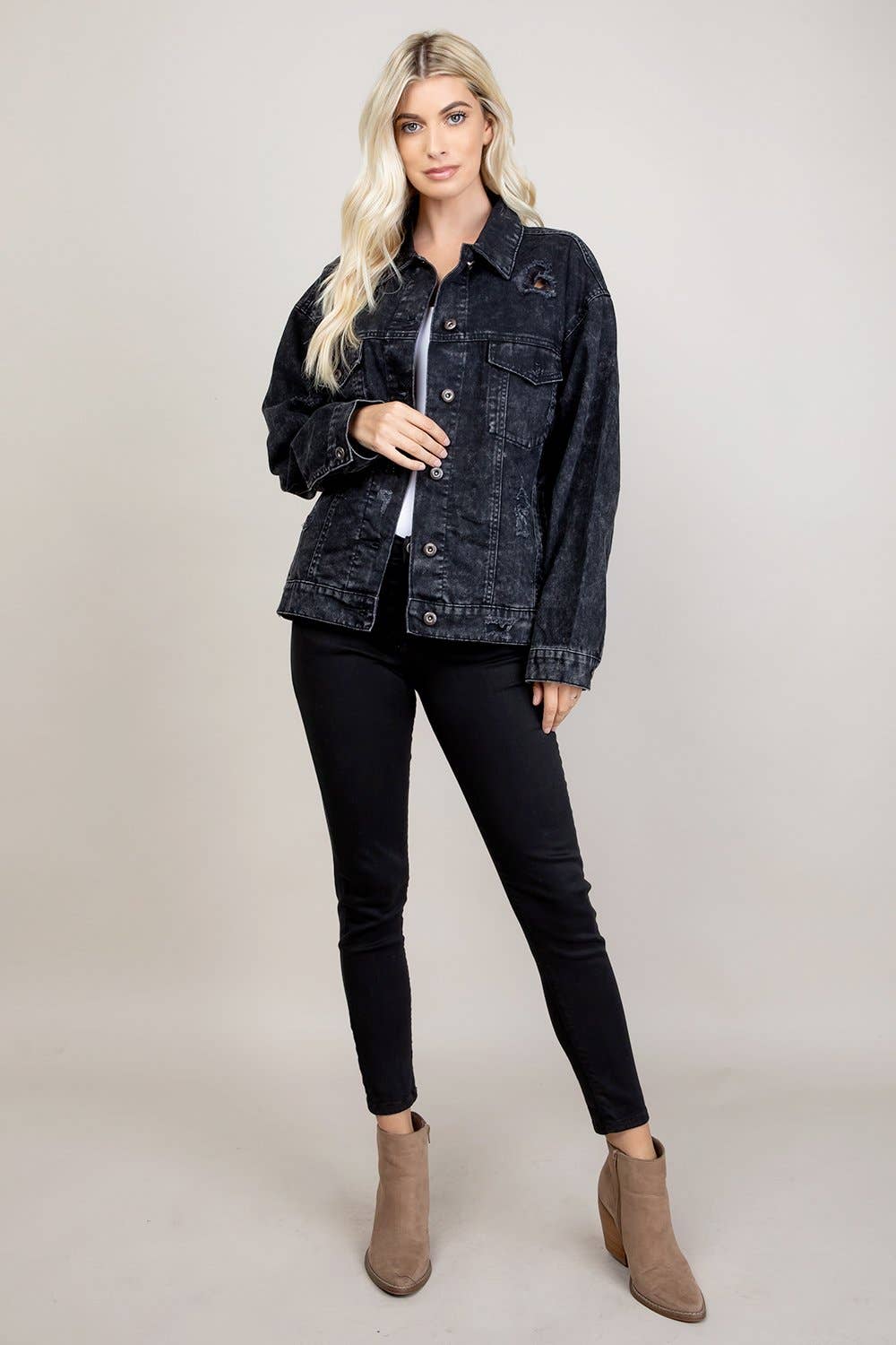 BLUE AGE - Wholesale Denim Jacket - Women's - Destroyed Oversize Denim Jacket5