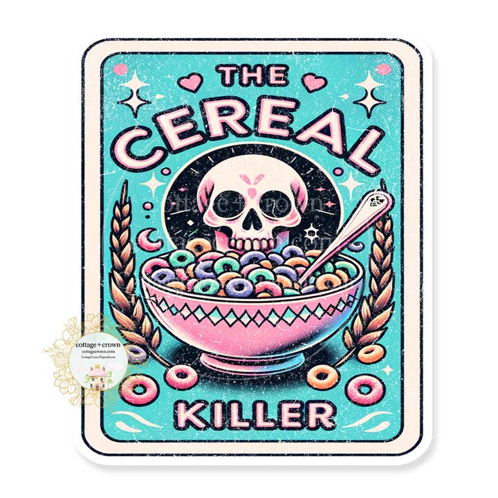 Tarot Card The Cereal Killer True Crime Vinyl Decal Sticker for wholesale by cottage + crown