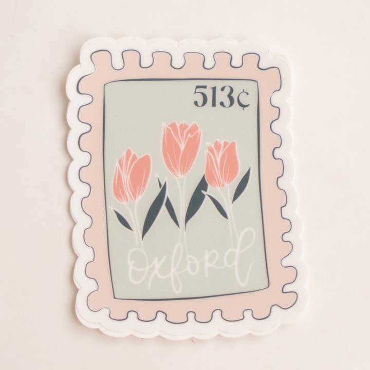 513 Oxford, Ohio Miami University Tulip Stamp Sticker for wholesale by Daisy Market Co. by Kelsey Haver Designs