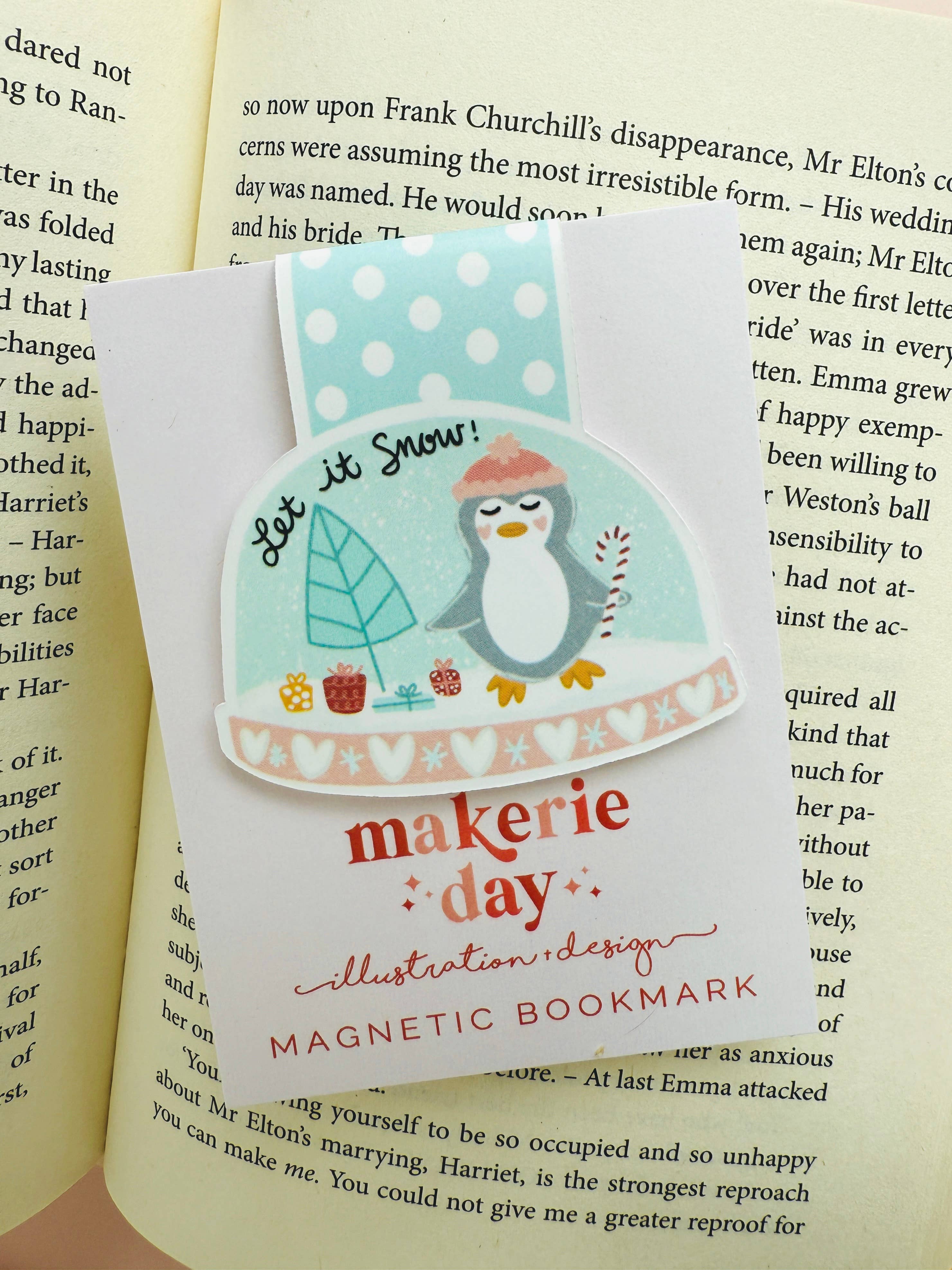 Makerie Day - Wholesale Bookmark - Penguin Snow Globe Magnetic Bookmark1