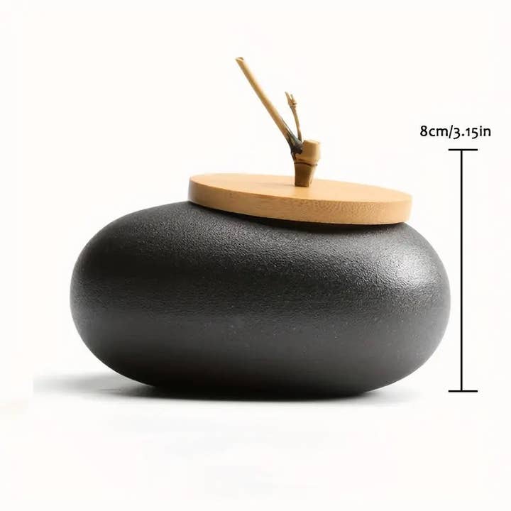 Huis Van Merken - Wholesale Canister - Ceramic Tea Canister with Wood Lid – Large Vintage Storage Jar Gift1