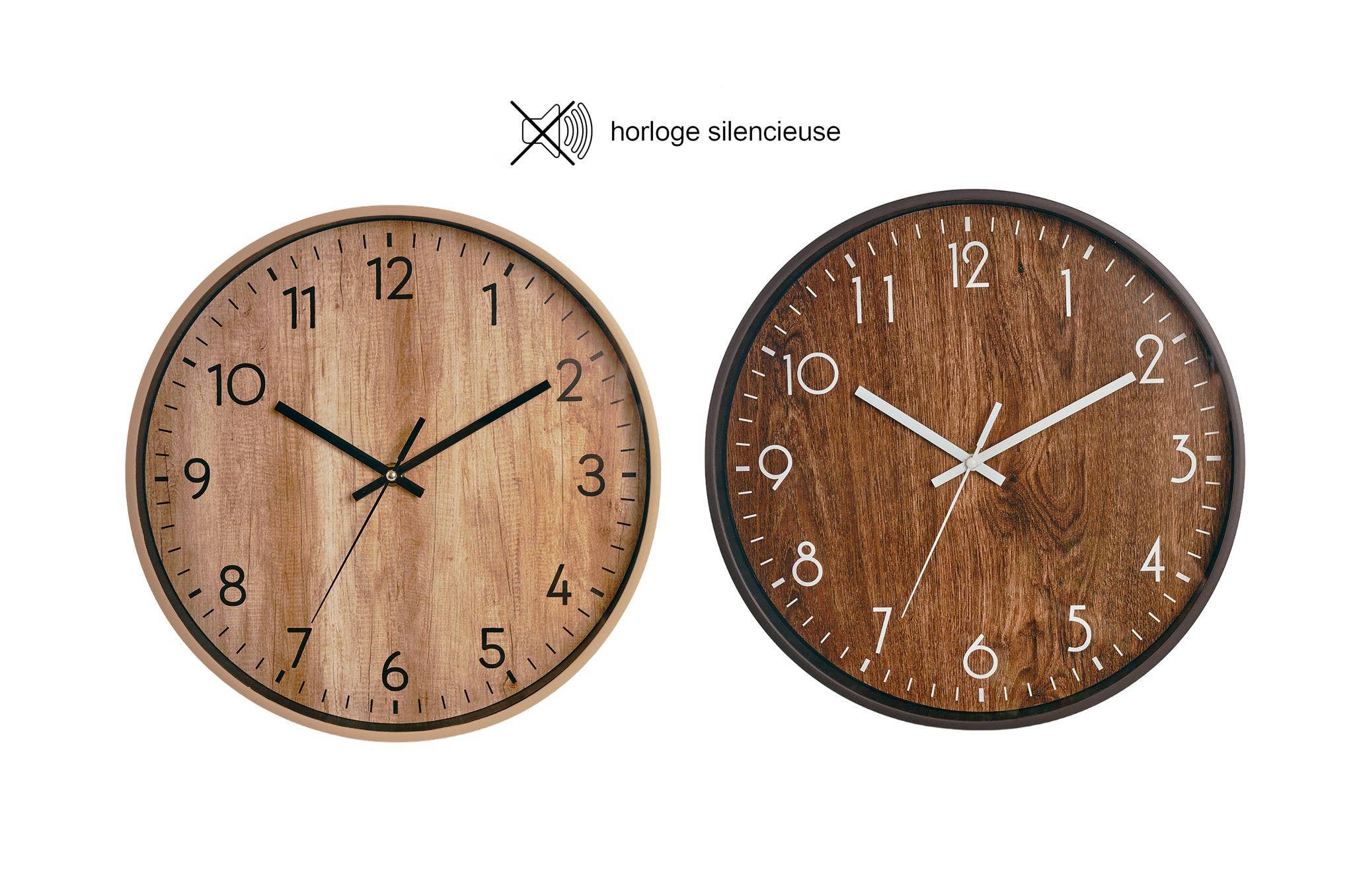 CP INTERNATIONAL - Wholesale Wall Clock - Silent Wooden Decorative Clock D.25 cm0