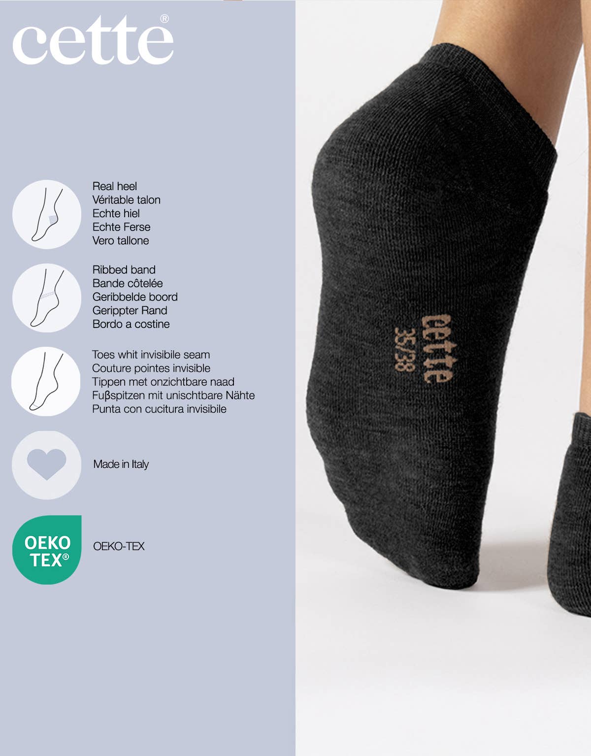 Cette – wholesale Strumpor - Unisex – Cette merinoull 'footies' - osynliga träningsstrumpor för värme och komfort3
