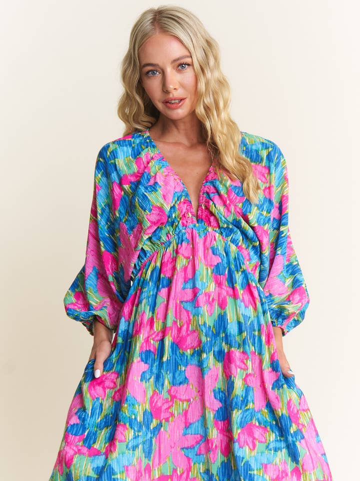 Blue Blossom Breeze Mini-Dress for wholesale by In The Beginning