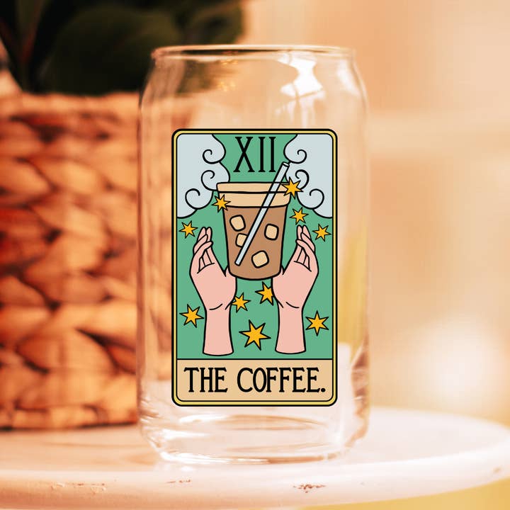 The Coffee Tarot Card Can Glass, Unique Gifts for wholesale by Acential Drinkware