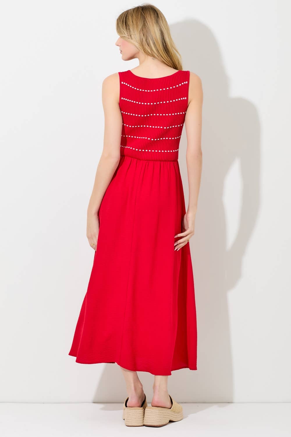 Baevely by Wellmade USA - Wholesale Dress - Women's - DOTTED STRIPE SWEATER MAXI DRESS6