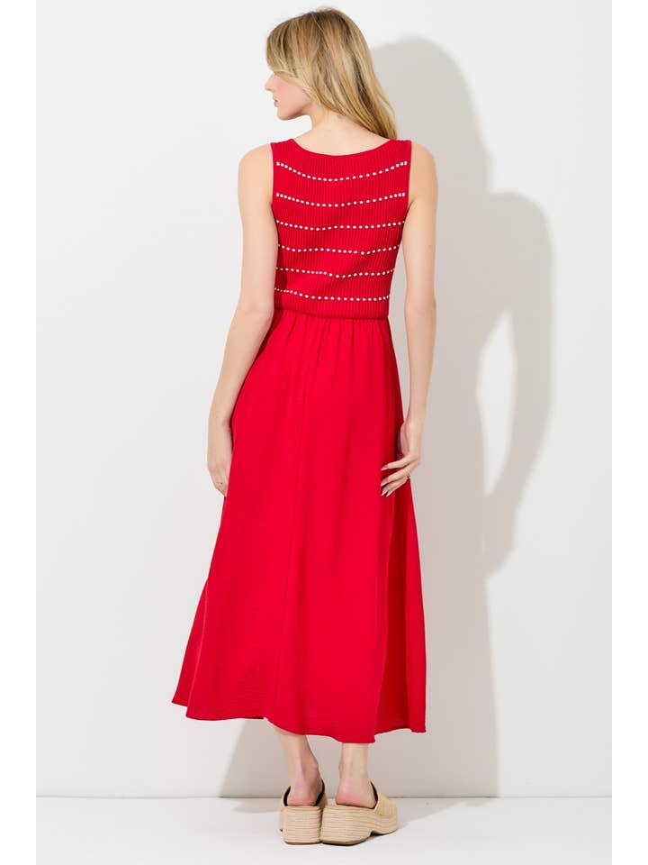 Baevely by Wellmade USA - Wholesale Dress - Women's - DOTTED STRIPE SWEATER MAXI DRESS6