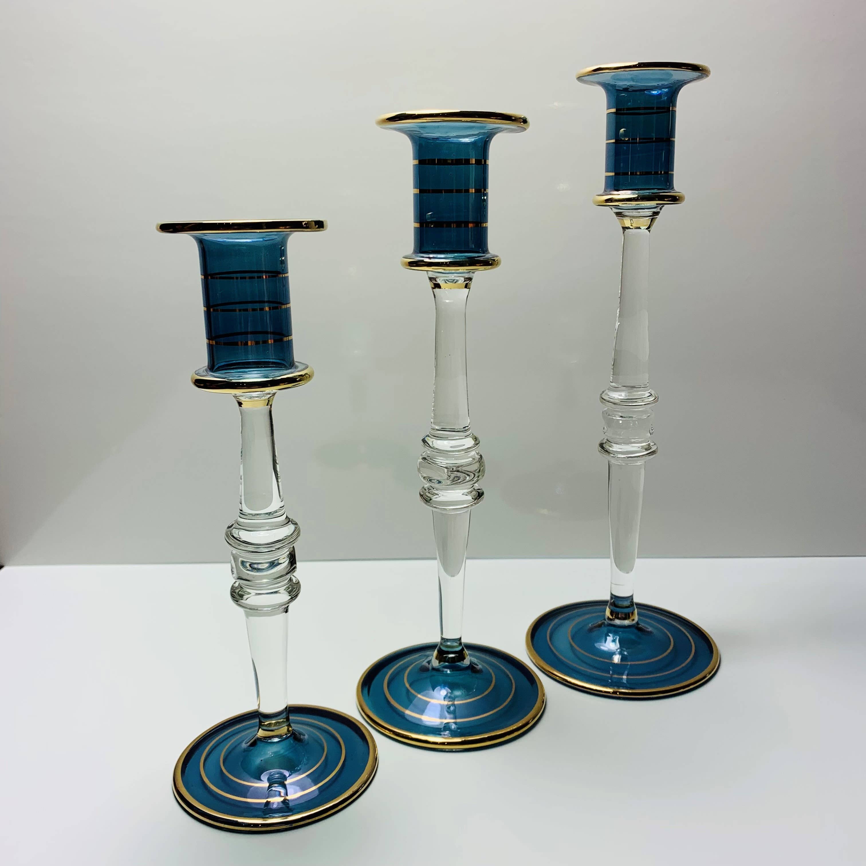 Dandarah - Wholesale Candle Holder - Long Stem Blown Glass Candle Holder - Blue3