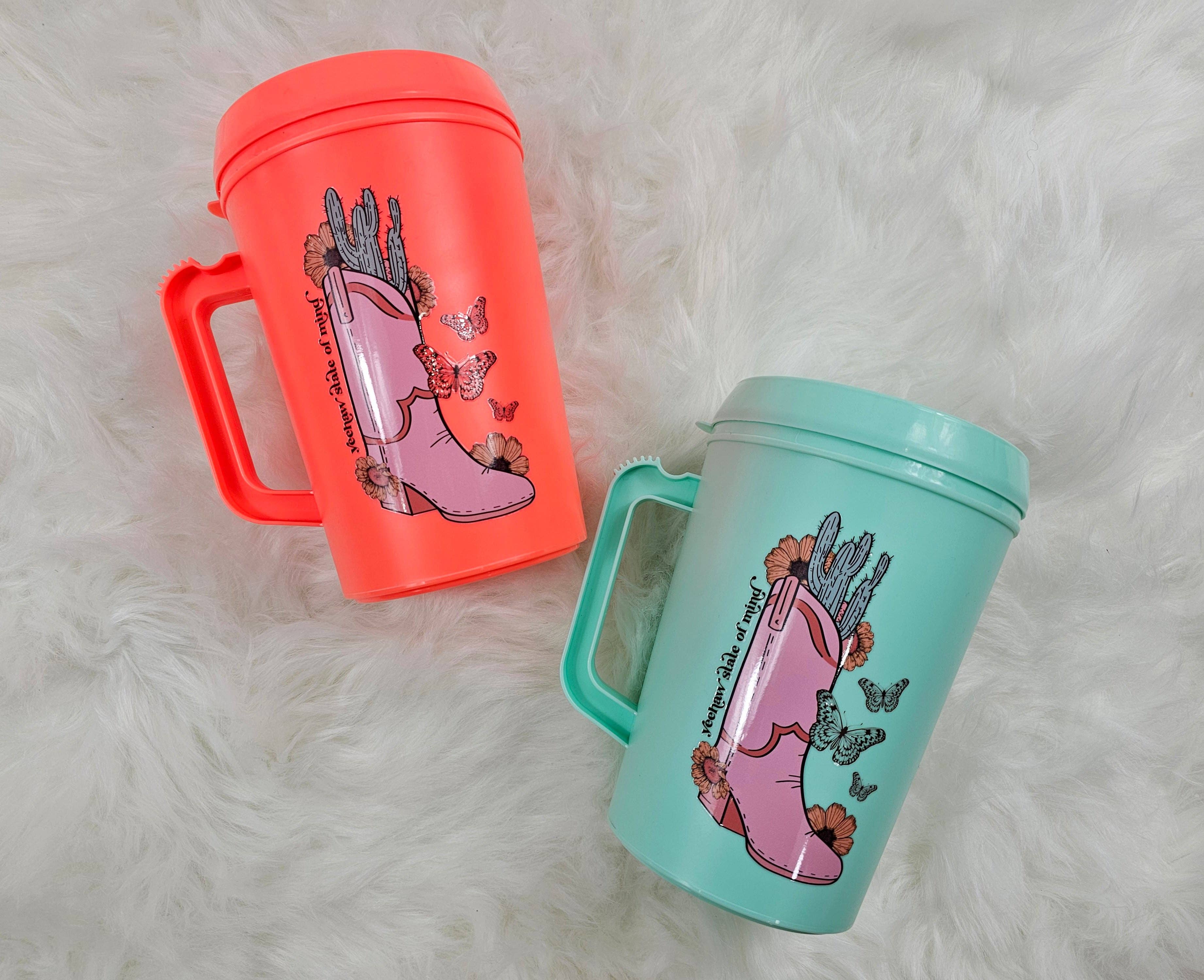 Scratch Decor - Wholesale Insulated Mug/Tumbler - 'Yeehaw State of Mind' Pink Boot HIP SIPS Mega Mug 34oz1