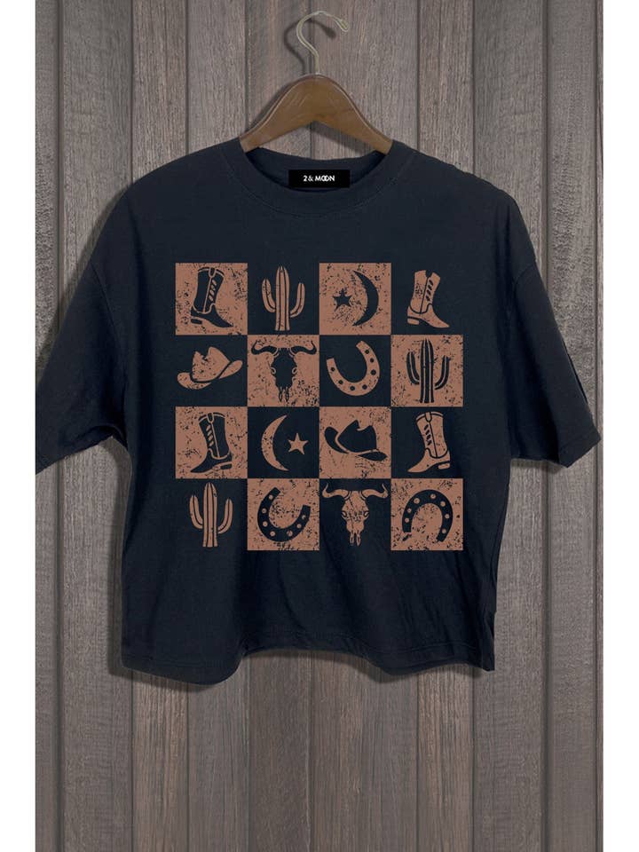 WESTERN ICONS GRID TOP for wholesale by 2&moon