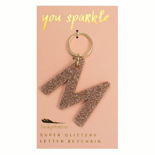 Glitter Keychain - Letter - M for wholesale by Lucky Feather